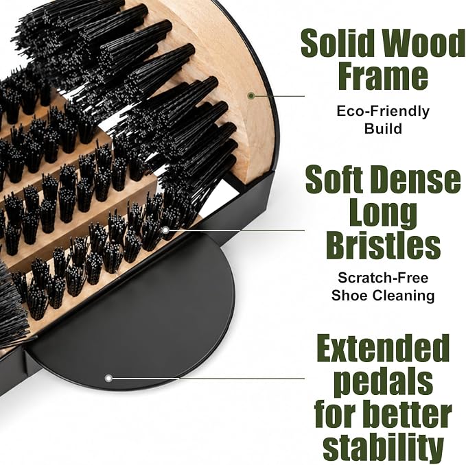 2026 Upgrade Boot Scrubber Cleaner, Heavy Duty Shoe Brush with Sturdy Steel Frame & Extra Long Dense Bristles, Efficient Mud Remover for Porch, Farm, RV