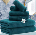 VOOVA & MOVAS 6PC Towel Set, 100% Cotton, Deep Turquoise Dark Teal | 2 Large Bath 30x56 In, 2 Hand 18x28 In, 2 Washcloths 13x13 In, Soft, Quick Dry, Thick, Guest Towel Set, Gift Towel