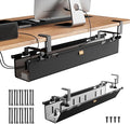 Cable Management Tray Under Desk, 38" No Drill Standing Desk Cable Organizer with Clamp/Screw Mount,Wire Cord Organizer for Table, Cable Tray for Office, Home