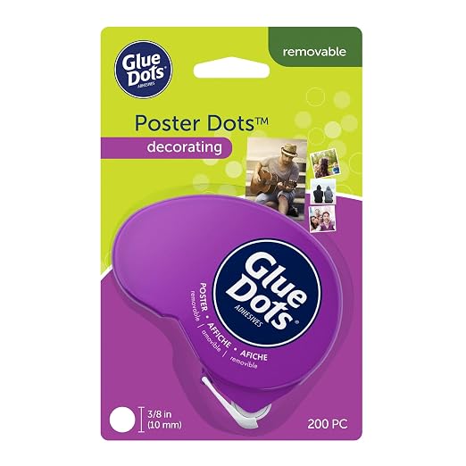 Glue Dots .375" Poster Dot Disposable Dispenser - 200 Clear Dots