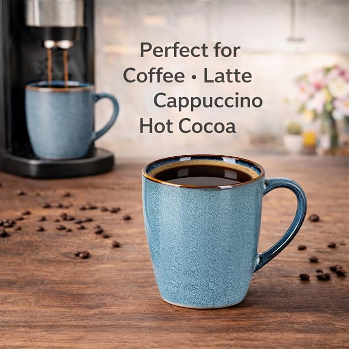 GBhome Ceramic Coffee Mugs Set of 6, 12oz Stoneware Coffee Mugs Set For Dad Mom Women MEN, Light Weight Ceramic Coffee Cups for Latte/Tea/Beer/Hot Cocoa, Dishwasher & Microwave Safe