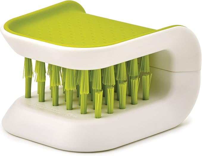 Joseph Joseph 85055 Wash & Drain Wash Basin Dishpan, White & BladeBrush Knife and Cutlery Cleaner Brush Bristle Scrub Kitchen Washing Non-Slip, One Size, Green