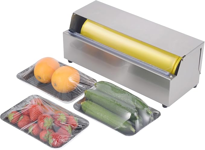 12 Inch Plastic Wrap Dispenser with Cutter - Drop-in Stainless Steel Foil Organizer Fits 12 Inch Rolls, Space-Saving Cling Film Holder for Home Kitchen and Small Bakery