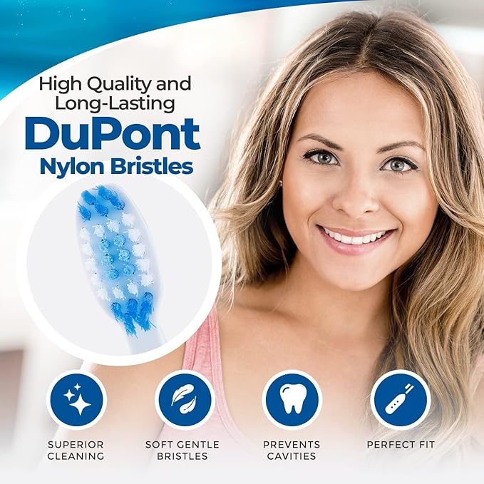 6-Pack Pop Sonic Replacement Electronic Toothbrush Heads, Compatible with Go Sonic, USB, Pro Sonic Toothbrushes w/Soft Dupont Tynex Nylon Bristles