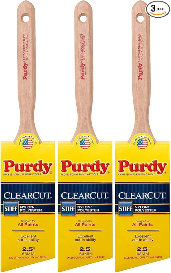 Purdy 144152125 Clearcut Series Glide Angular Trim Paint Brush, 2-1/2 inch - 3 Pack