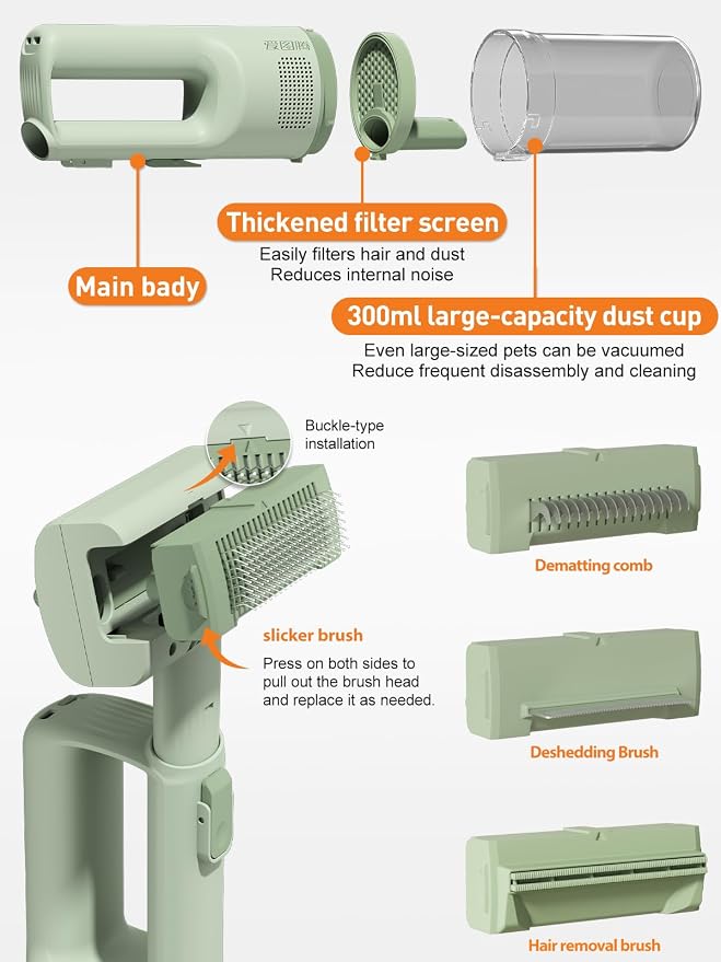 Dog Vacuum For Shedding Grooming, Pet Grooming Vacuum For Dogs Cat, Vacuum Pet Hair Remover Tool with Slicker Deshedding Dog Brush for Shedding Dematting Comb Kit