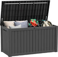 Outdoor Storage Box, 180 Gallon Large Outdoor Resin Deck Box, Storage Waterproof Boxes Lockable Lid for Garden Tools, Pool Supplies, Patio Furniture and Cushions, Black