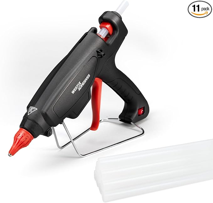 IDL Packaging GG-220 Industrial 200W Hot Glue Gun with 10 pcs Glue Sticks - 1/2" x 10" Full-Size Glue Sticks - Hot Glue Gun Kit for Variety of Surfaces: Foam, Vinyl, Leather, or Upholstery
