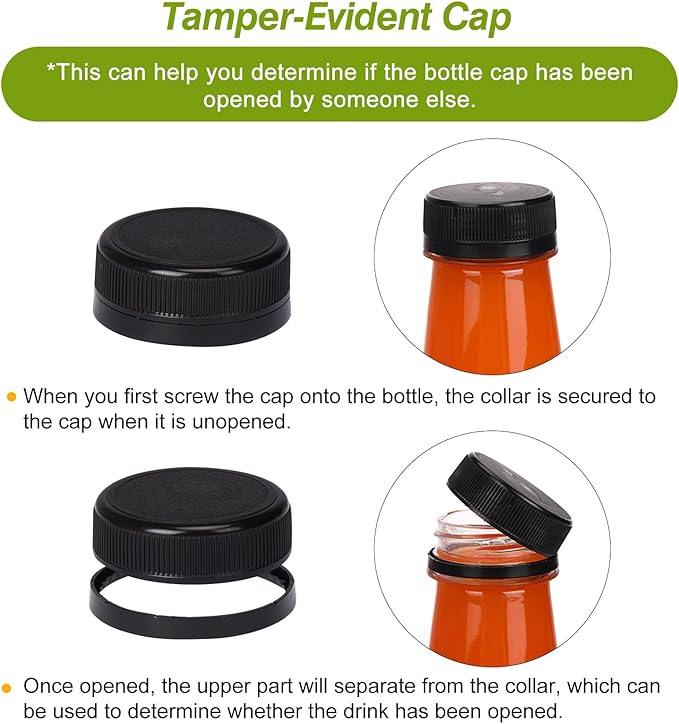 TOMNK 32pcs 12oz Juice Bottles, Empty Plastic Juicing Bottles with Caps, Cone Reusable Bottles Clear Bulk Beverage Containers for Juicing, Drinking, Milkshake, Tea and Other Beverages