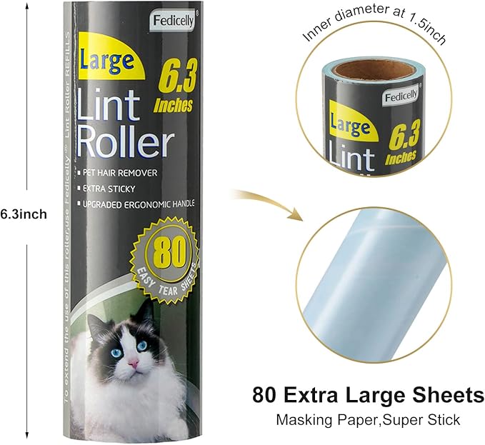 Fedicelly Lint Rollers Pet Hair Extra Sticky Clothes,Cat Dog Hair Remover Laundry Furniture Carpet,Total 800 Sheets Lint Remover Brush for Couch