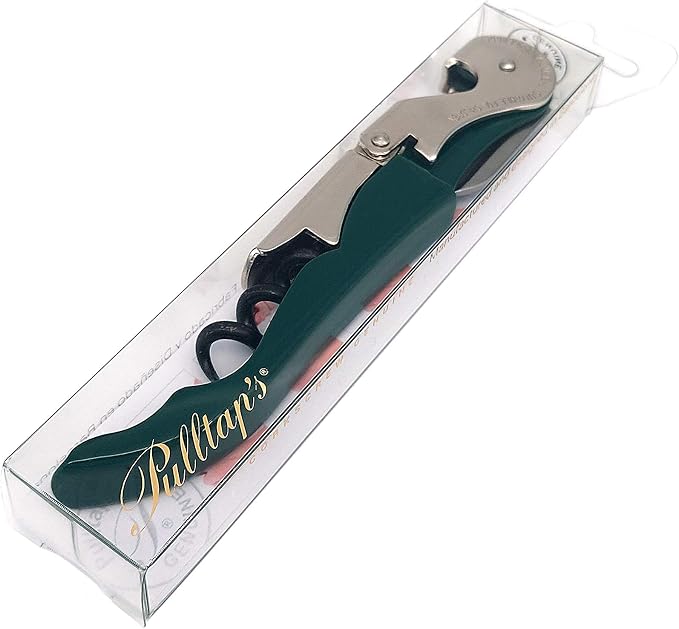 Pulltap's Genuine Classic 500 Waiter's Corkscrew – Double-Hinged Wine Key with Hinged Foil Cutter – Patented Design – Made in Spain – Dark Green (Verde Oscuro)