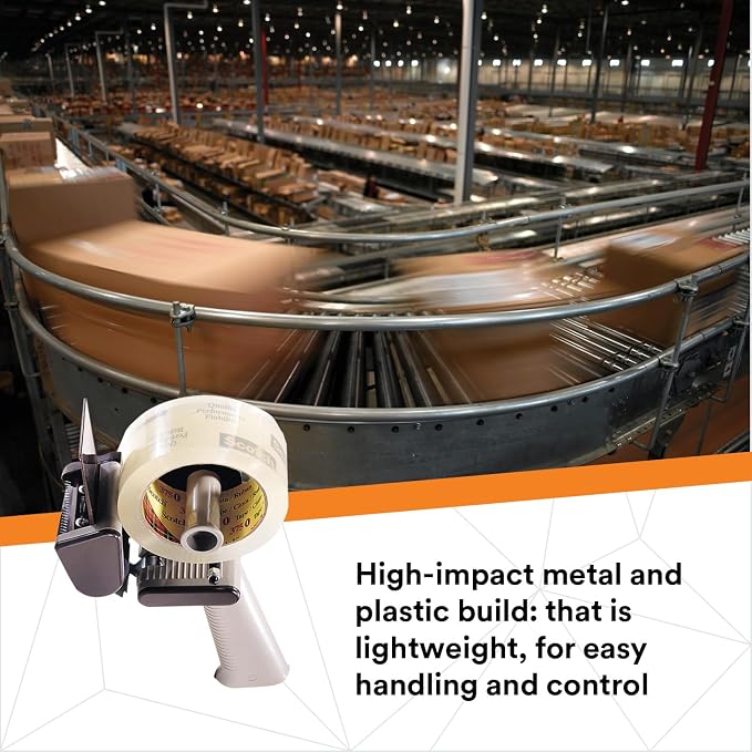 3M Scotch Low Noise Tape Dispenser H150 for Quiet or Recurrent Use, Pistol Grip Design, High-Impact Resistant, 2 in,Gray
