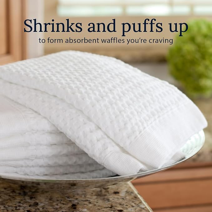 GILDEN TREE Waffle Towels for Bathroom Luxury 100% Cotton Bath Towels, Quick Dry Towel, Thin Super Absorbent Lint Free Shower Towels, Bath Towels Set of 2, Modern Style (White)