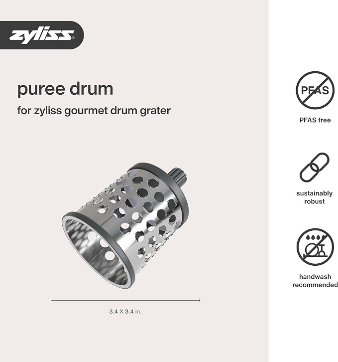 Zyliss E900058 Puree Drum Blade, Stainless Steel, Mashing, Puree, for Use with Zyliss Rotary Cheese Grater, 5 Year Guarantee