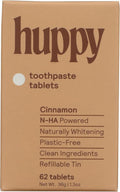 Huppy Toothpaste Tablets, Nano Hydroxyapatite, Fluoride Free and Plastic Free, Natural Whitening, Remineralizing, SLS Free, Travel Friendly Chewable Tabs, Cinnamon Flavor, 62 Count (1 Month Supply)