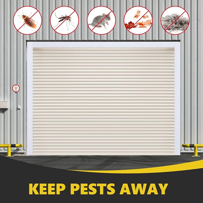 DoubleFill 10 x 10 ft Garage Door Brush Seal Kit, 3 Inch Roll up Door Seal with Aluminum Track, Heavy Duty Nylon Brush for Commercial Doors, Warehouse Barn, Energy Saving, Pest Proof, White