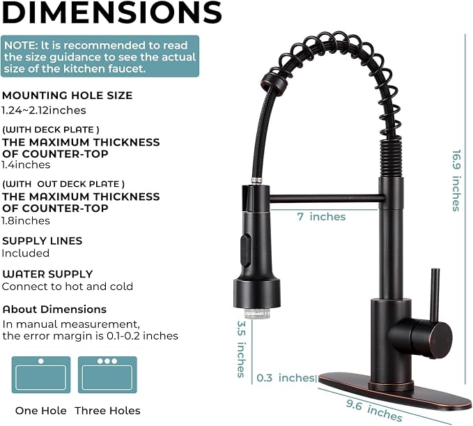 Kitchen Faucet with LED Pull Down Sprayer ORB | 2-mode sprayer, 360° high arc spout, 304 SS build, drip-free valve, fingerprint-resistant, DIY install, 500K cycle tested