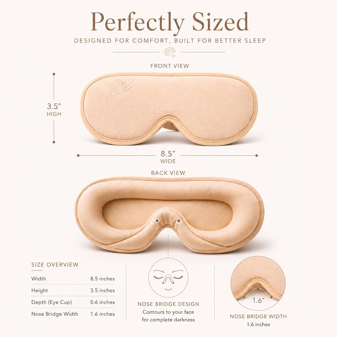 Anemone Contour Sleeping Mask for Women – Softer Than Silk Eye Masks for Sleep, Complete Blackout, Zero Eye Pressure Fit, Lightweight, Eye Care, Travel Essentials Included