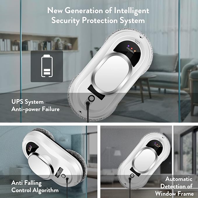CHOVERY Window Cleaner Robot,Smart Glass Cleaning Robotic with 5600Pa Strong Suction,Remote Control Window Cleaning Robot for Windows/Tiles/Class Door