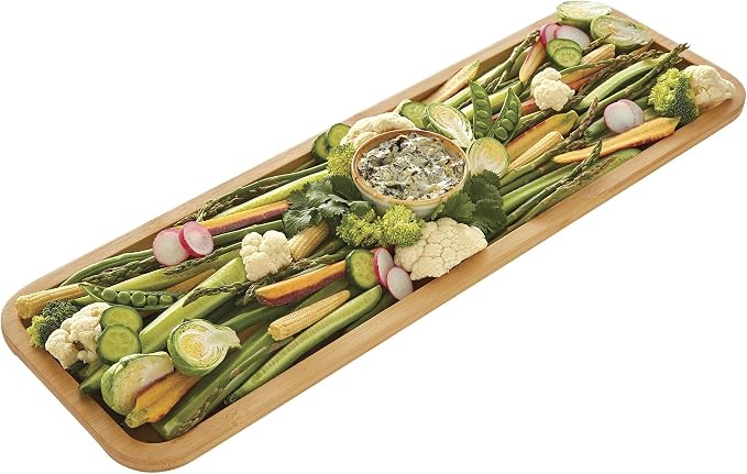 FARBERWARE Rectangular Build-a-Board Cutting Board with Single Compartment and Clear Locking Lid for Charcuterie, Snacks, and More, Bamboo