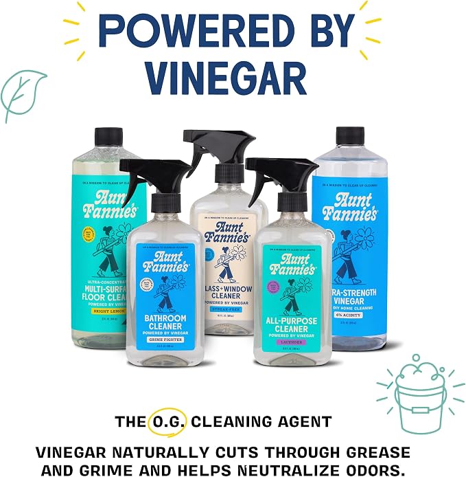 Aunt Fannie's Bathroom Cleaning Bundle, Natural Bathroom Cleaner Spray and Toilet Bowl Cleaner, Vinegar and Plant-Based Formula, Streak-Free, Non-Toxic, Safe for Kids and Pets, Pack of 2