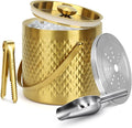 3L Vacuum Insulated Ice Bucket, 304 Stainless Steel Champagne Bucket with Lid, Silicone Seal, Handle, Ice Tongs Scoop Strainer, 2-3H Cold Retention for Bar Party Home Wedding Gifts