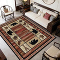 Rustic Cabin Bear Rugs 6ftx9ft Wildlife Fish Plants Print Area Rug for Living Room Bedroom Entrance Non-Slip Lodge Bear Indoor Decorative Carpet