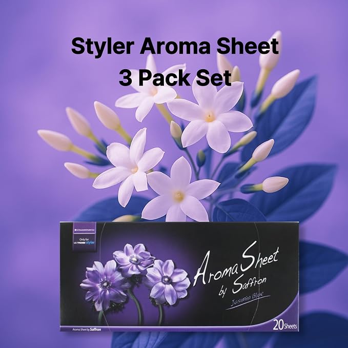 Jasmin Blue Sheet Fragrance 20 x 3 Pack - Long-Lasting Dryer Sheet Scent for Clothing Styler - Deodorizing & Refreshing Fragrance - Easy Use Styler Fabric Softener Sheets Compatible with LG Styler