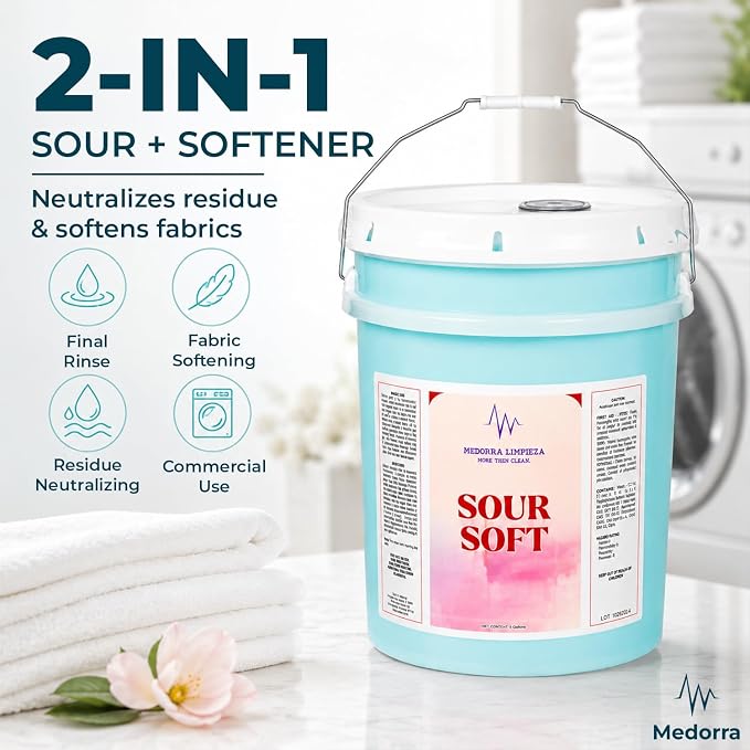 Laundry Sour & Softener, 5 Gallon, Commercial Fabric Conditioner & Acidic Rinse Agent for OPL & Industrial Laundry Systems