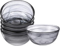 6 Pcs Black Glass Pasta Bowls Set, Elegant Alabaster Ink Swirl Pattern | 4.3 in Mini Soup Bowls for Salad, Cereal, Fruit and Dessert, Elegant Tableware for Kitchen