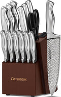 Astercook Knife Set, 15-Piece Kitchen Knife Set with Block, Built-in Knife Sharpener, German Stainless Steel Knife Block Set, Dishwasher Safe Kitchen Utensils Set