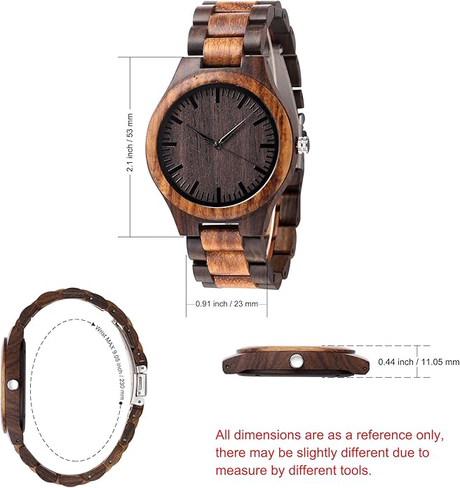 Custom Engraved Wood Watch Gifts for Fiancé Boyfriend Husband Men Him As Personalized Anniversary Christmas Birthday Father Day Graduation Valentine's Wooden Idea