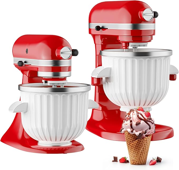 Ice Cream Maker Attachment for KitchenAid Stand Mixer | 2 Quart Ice Cream Bowl, Fits for KitchenAid 4.5 Qt & Larger Models - Homemade Ice Cream, Gelato & Sorbet, Ice Cream Machine