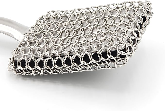 BBQ Dragon Chainmail Grill Brush - Bristle-Free Grill Cleaning Brush for Outdoor Grill - Heavy-Duty BBQ Brush and Grill Scrubber - Stainless Steel BBQ Grill Brush Cleaner - Safe BBQ Brush for Grills