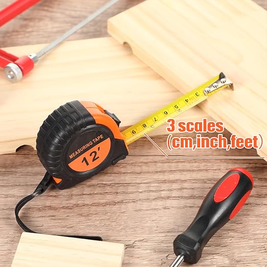 Copkim 50 Pieces Tape Measure Retractable and Easy Read with Fractions Marked Easy Read Basics Self Locking Measuring Tape Bulk for Engineer Contractors(12 Ft,Orange)