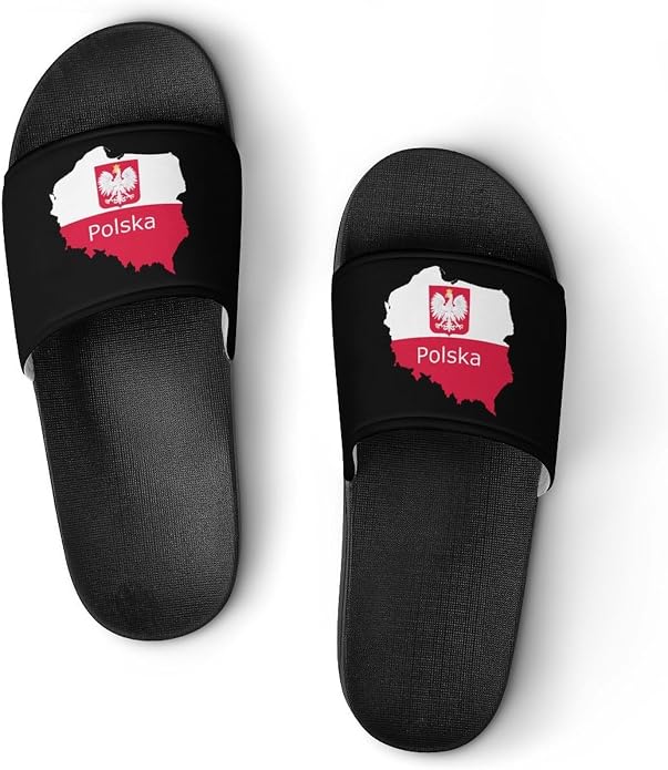 Polska Poland Eagle Flag Polish Slippers House Slides Shower Sandals Shoes | Non Slip Quick Drying Bathroom Indoor