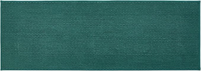 TYUU Bathroom Runner Rugs, Long Bath Mat Runner Washable Thin Quick Dry Low Pile Bathroom Runner Rugs Non Slip, Dark Green 24"x70"