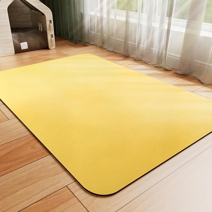 HotLive Dog Food Mat - Absorbent Cat Mat for Food and Water, No Stains Pet Feeding Bowl Mat, Easy to Clean Pet Placemats, Quick Dry Dog Water Dispenser Mat for Messy Drinkers | Yellow 16"x 24"