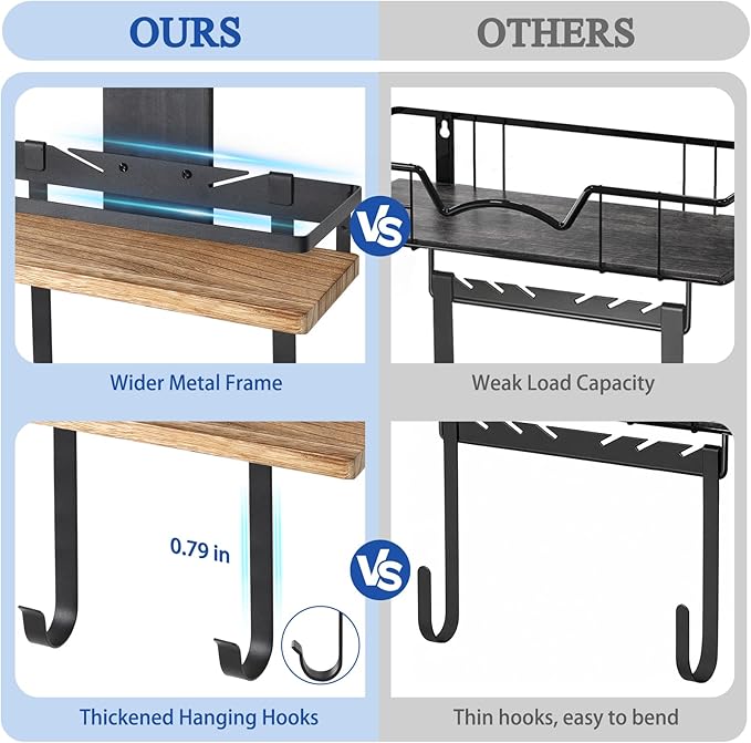 VINAEMO Ironing Board Hanger Wall Mount, 2-Layer Laundry Room Organizer | Iron and Ironing Board Holder for T&Y-Leg Iron Boards, Heavy Duty Laundry Room Storage Shelves, Large Laundry Organization