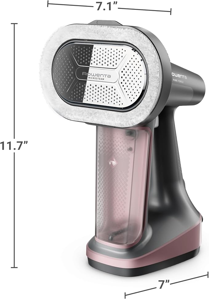 Rowenta Pure Force 3-in-1 Steamer Iron for Clothes XL Soleplate DR8865 | 40% larger soleplate, 300% more steam, 5 settings, Reversible pad system, 7.1 oz tank, 12 min autonomy, Auto-off