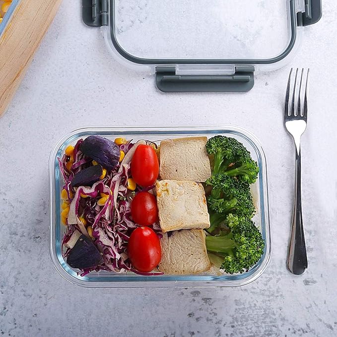 [8-Pack,30 oz]Glass Meal Prep Containers,MCIRCO Glass Food Storage Containers,Airtight lunch Containers with Lids, Microwave, Oven, Freezer and Dishwasher, White | Glass Meal Prep Containers,Airtight Lunch Containers with Lids, Microwave, Oven, Freezer...