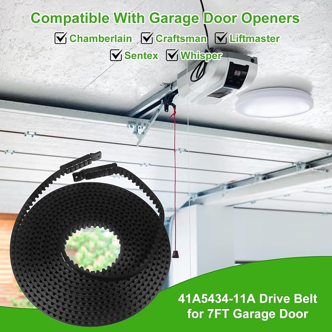 41A5434-11 Drive Belt 234'' for 7FT Garage Door Stable and Quiet Belt Replacement Compatible with Chamberlain Liftmaster Craftsman Sentex Whisper Openers (41A5434-11A 7FT Garage Door Belt)