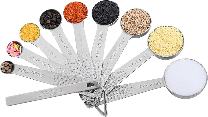 Measuring Cups and Spoons Set 20 for Dry & Liquid, Metric & US 18/8 Stainless Steel Measuring Cups and Spoons Set with Leveler for Baking & Kitchen, 8 Measure Cup and 9 Spoon & Leveler