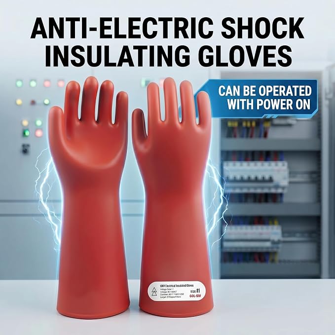Insulated Electrician Gloves -Class 1 ASTM Compliant High Voltage Rubber Electrical Work Gloves For Men Work Electrical Safety Gloves3000V AC