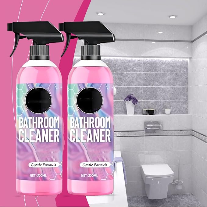 Quatrel Gefanly Bathroom Cleaner, Gefanly Powerful Pink Bathroom Cleaner Spray, All Purpose Bathrooms Descaler Foam Cleaners, Gentle Formula, for Tub Floor Tile,Showers,Bathtubs, Glass Surfaces