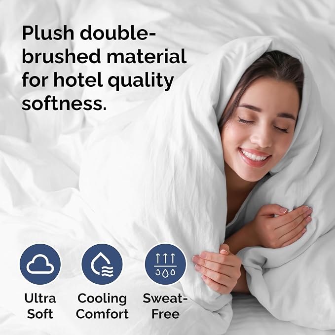 Duvet Cover Queen Size Set - Extra Soft Queen Duvet Cover 90" x 90" with 2 Pillow Shams for Women, Men, Kids & Teens - Hotel Luxury, Easy-Care w/ Zipper Closures & Ties - Comfy and Breathable (White)
