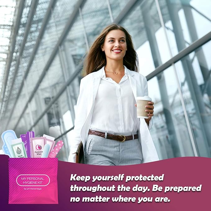 Pink Style Menstrual Kit All-in-One 60 Pack | Convenience on The Go | Period Kit Pack for Travelling, Tweens & Teenagers or just When You’re Out | Individually Wrapped Feminine Hygiene Product