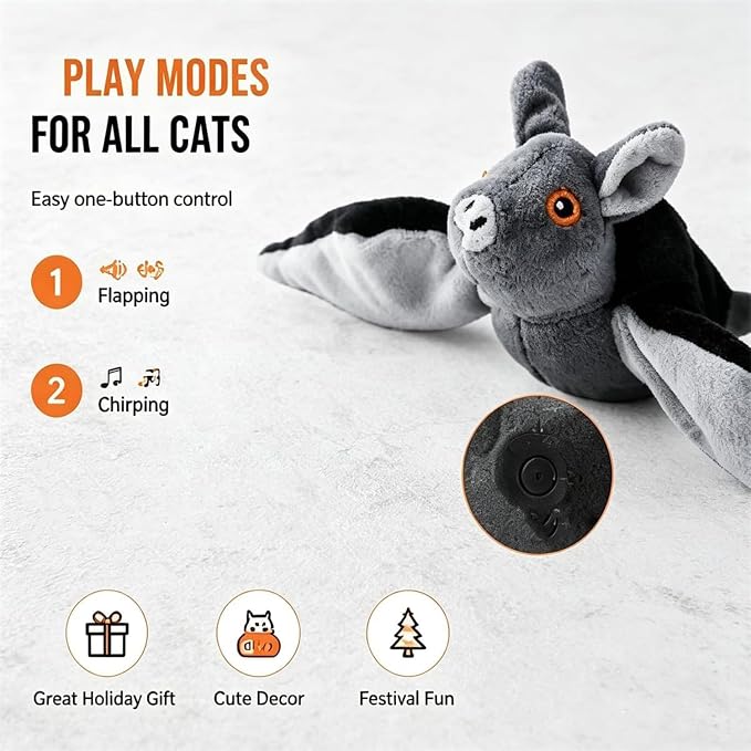 Flying Bat Dog Toy,Flying Bat Toy for Dogs & Cats，1PCS | Flapping Bat Toy with Chirping Engages Cats and Dogs,Mimics Real Flying Motion,Flapping Wings Interactive Pet Toy