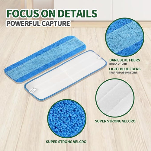 10 Pack Microfiber Cleaning Pads, Reusable Microfiber Mop Pads for 18 Inch Mop, Hardwood & Hard Surface Floors Replacement Cleaning Mop Pads, Machine Washes