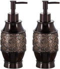 Creative Scents Dublin Brown Bathroom Soap Dispenser Set of 2 - Decorative Resin 8 Oz. Hand Soap and Lotion Dispenser Bottles with Durable Matching Pumps - Bathroom Countertop Accessories Decor